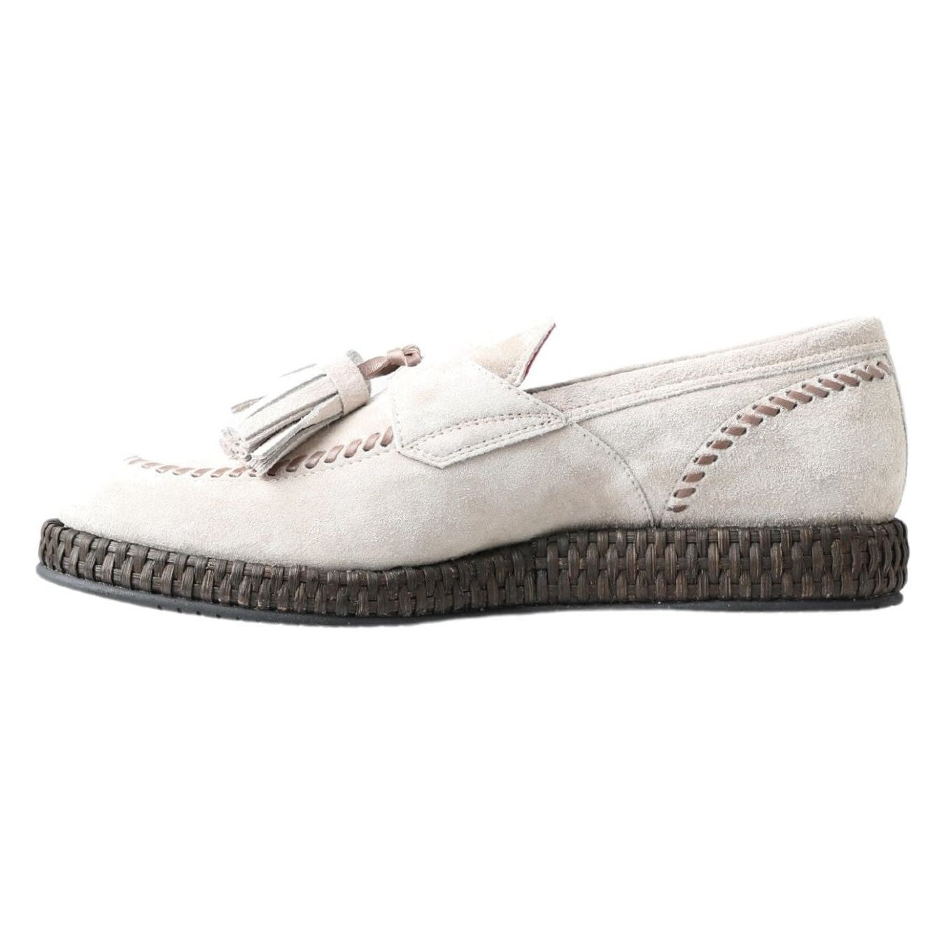 Dolce & Gabbana Ivory Suede Leather Men Espadrille Shoes