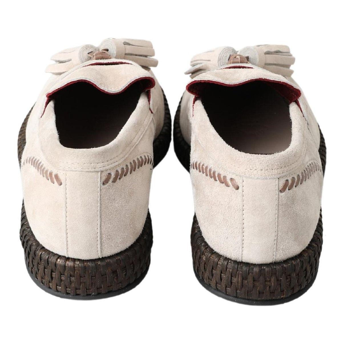 Dolce & Gabbana Ivory Suede Leather Men Espadrille Shoes