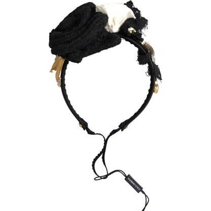 Dolce & Gabbana Diadem Headband Tiara White Rose Crystal Hair Gold Diadem