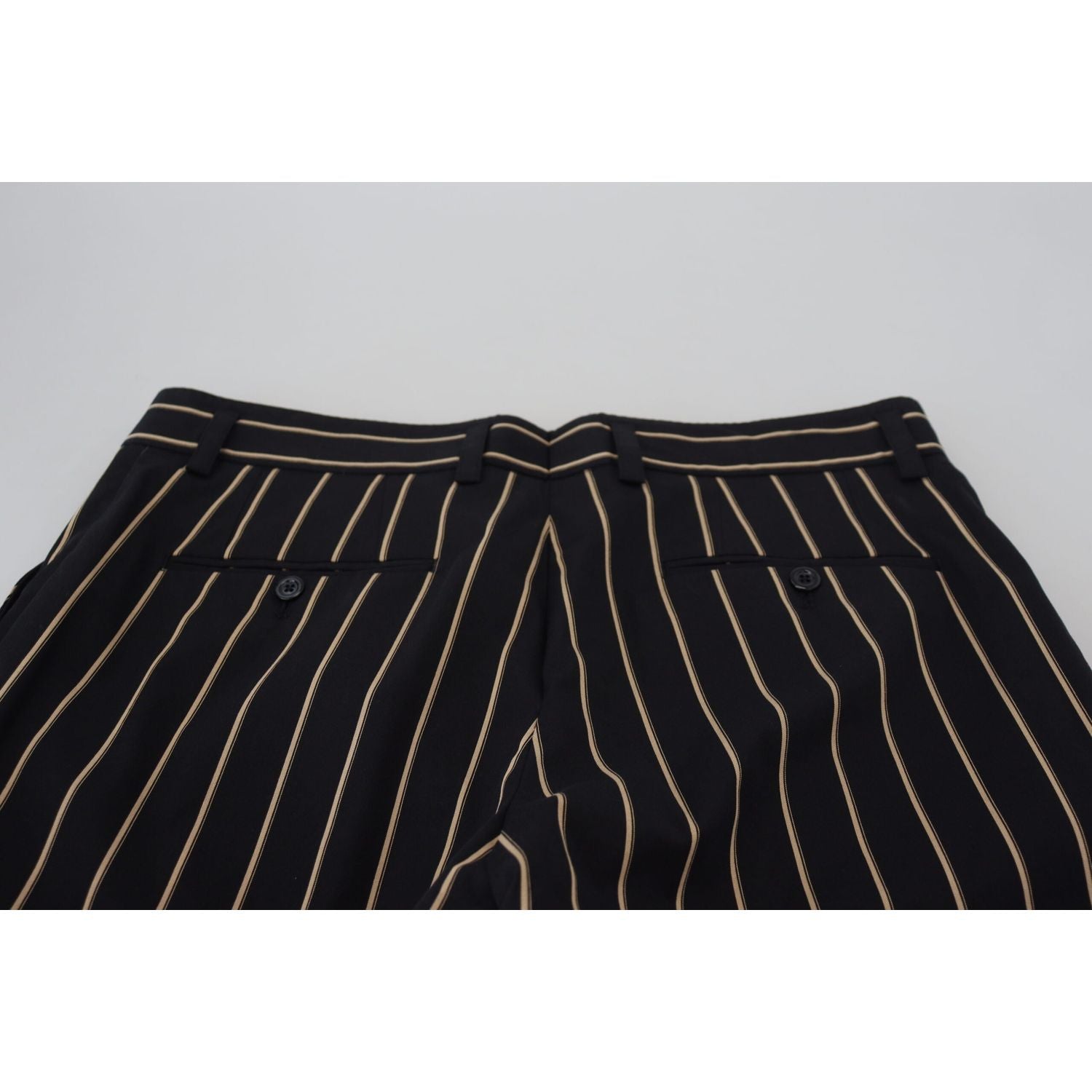 Dolce & Gabbana Black Beige Striped Cotton Stretch Pants