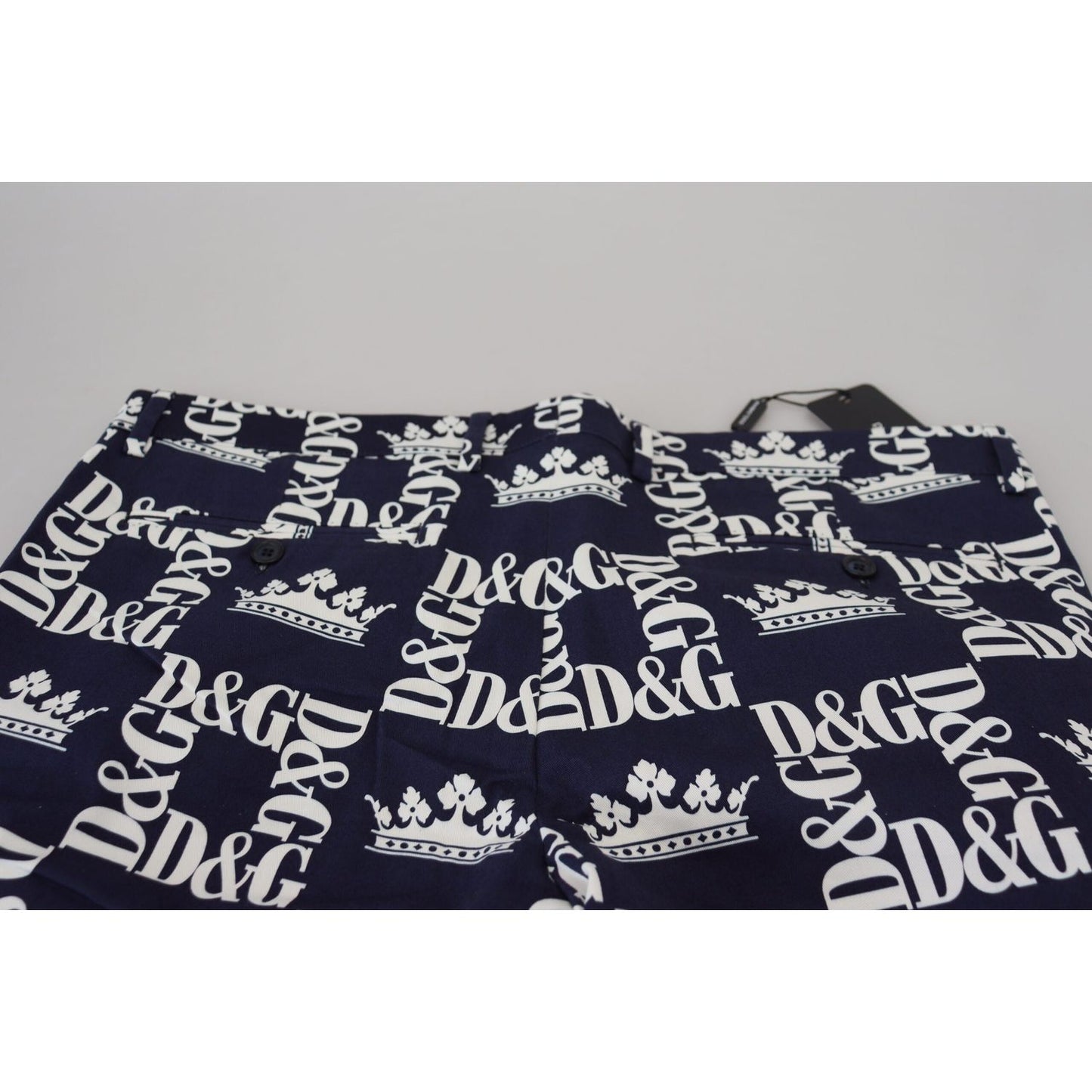 Dolce & Gabbana Blue Logo Print Cotton Chinos Shorts