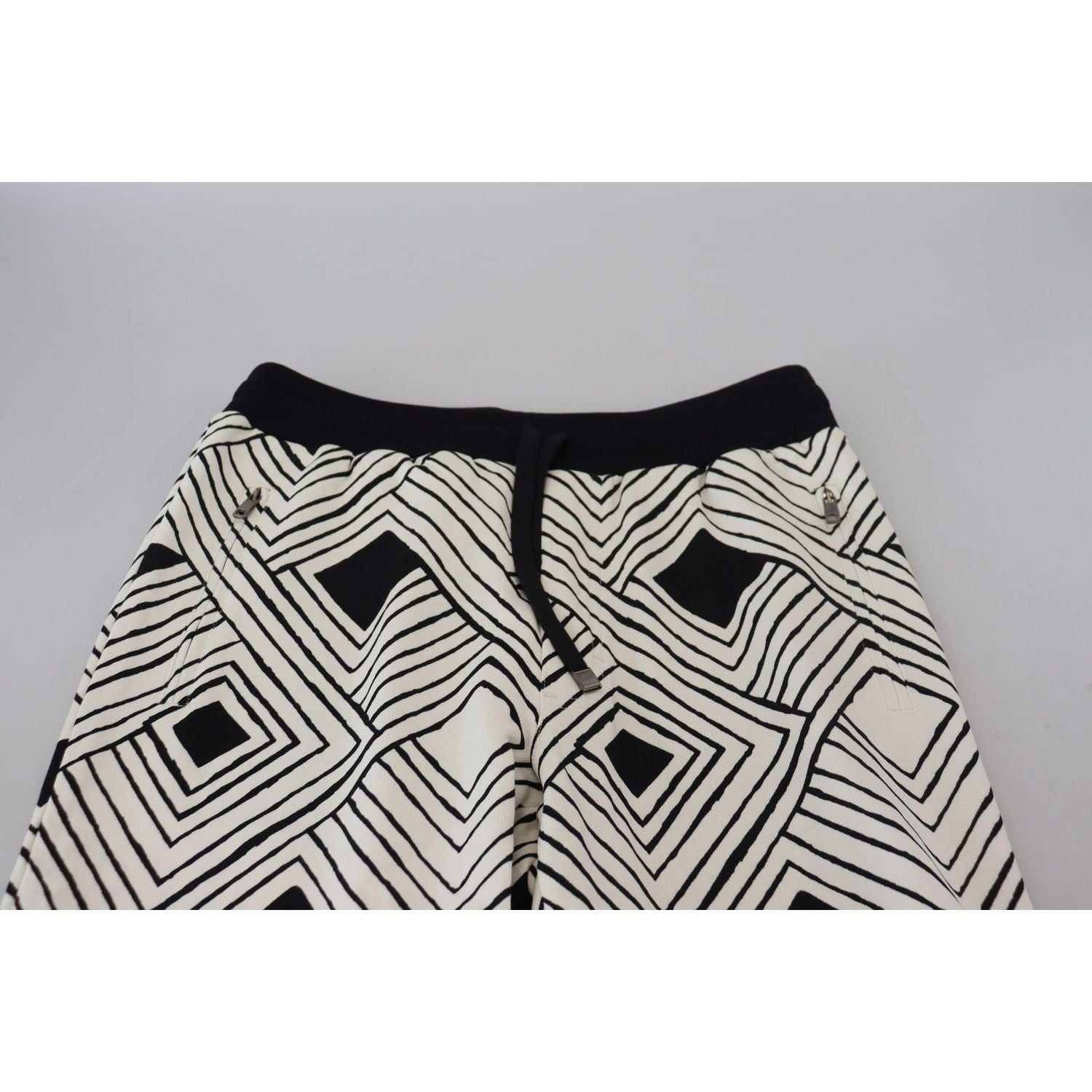 Dolce & Gabbana Black White Cotton Trousers Sport Pants