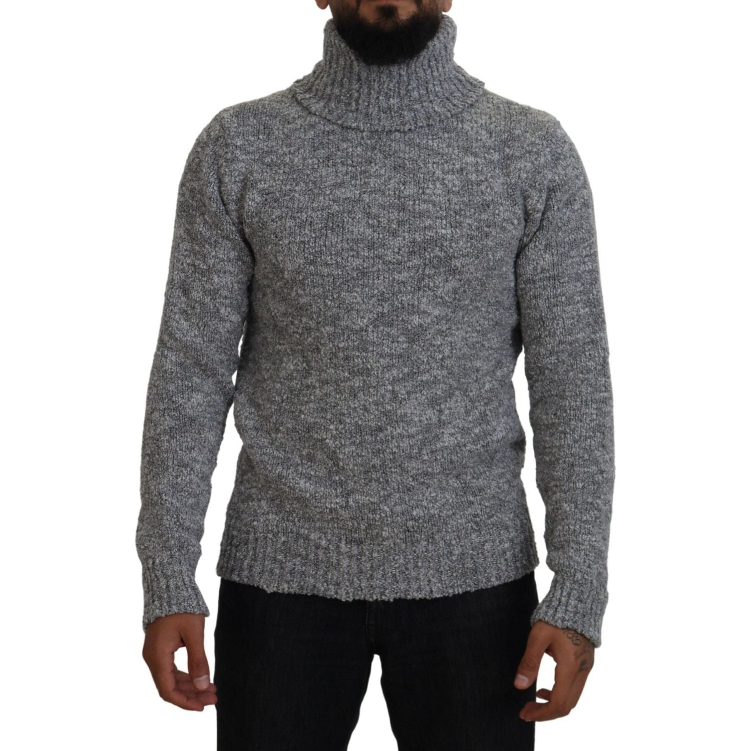 Dolce & Gabbana Gray Wool Knit Turtleneck Pullover Sweater