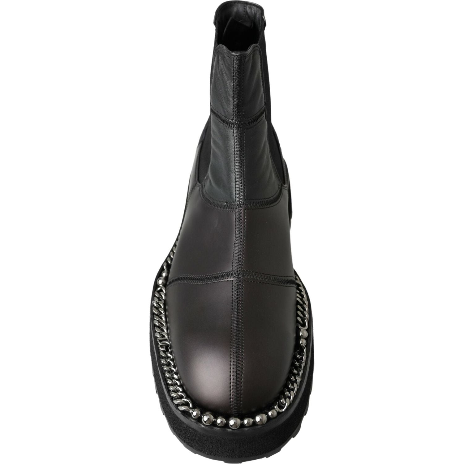 Dolce & Gabbana Black Leather Slip on Stretch Boots