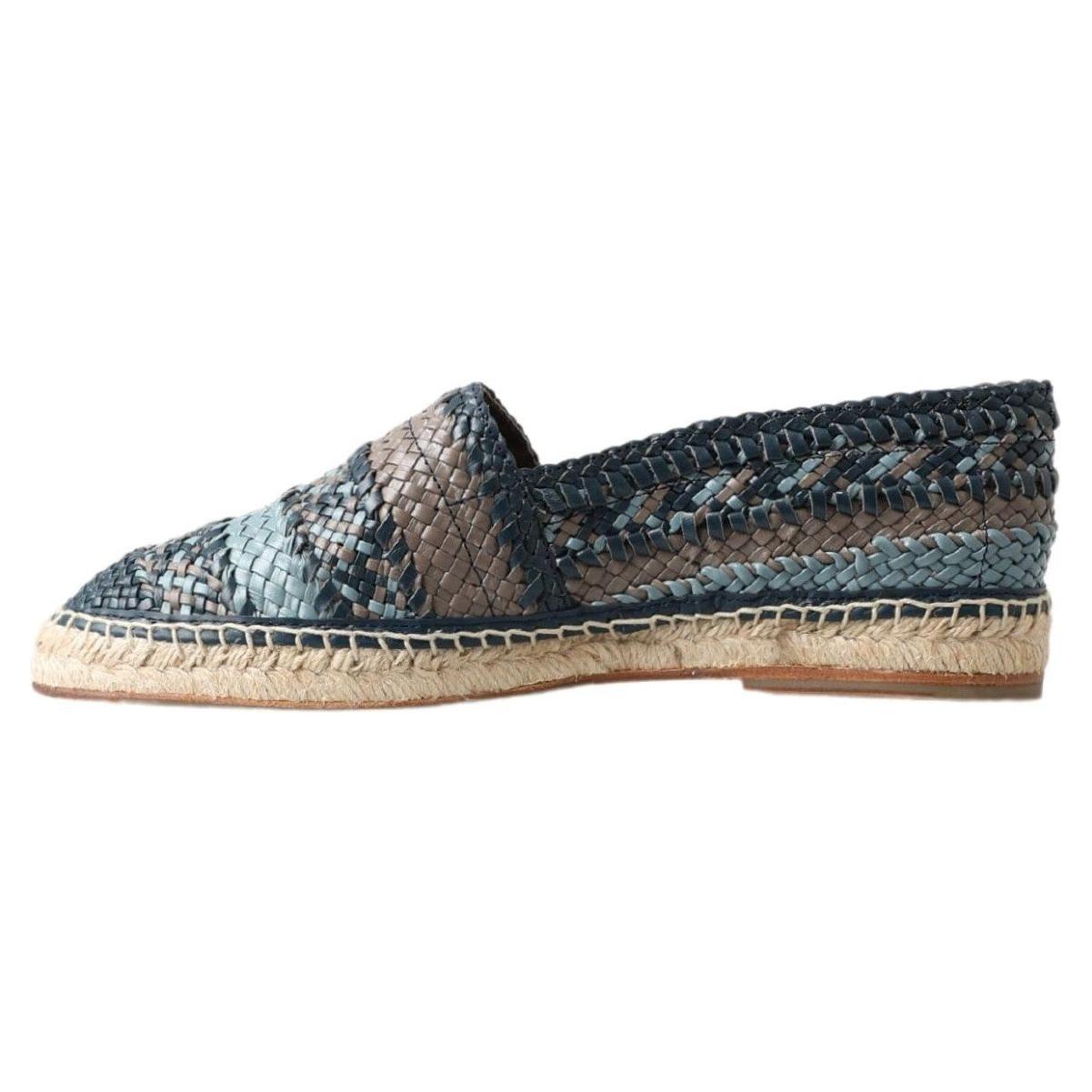 Dolce & Gabbana Blue Gray Leather Buffalo Espadrille Shoes