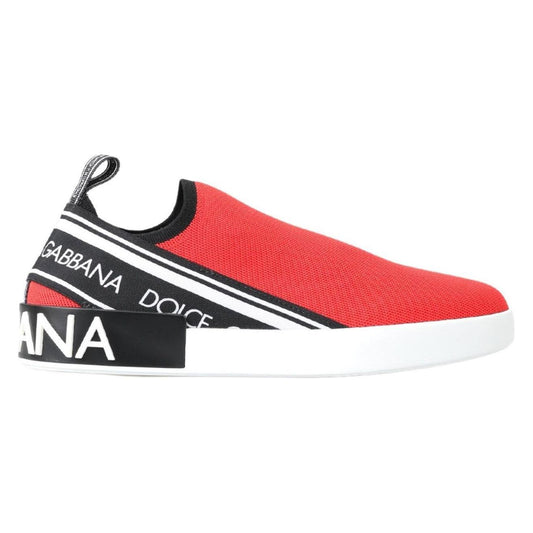 Dolce & Gabbana Red White Flat Sneakers Loafers Shoes