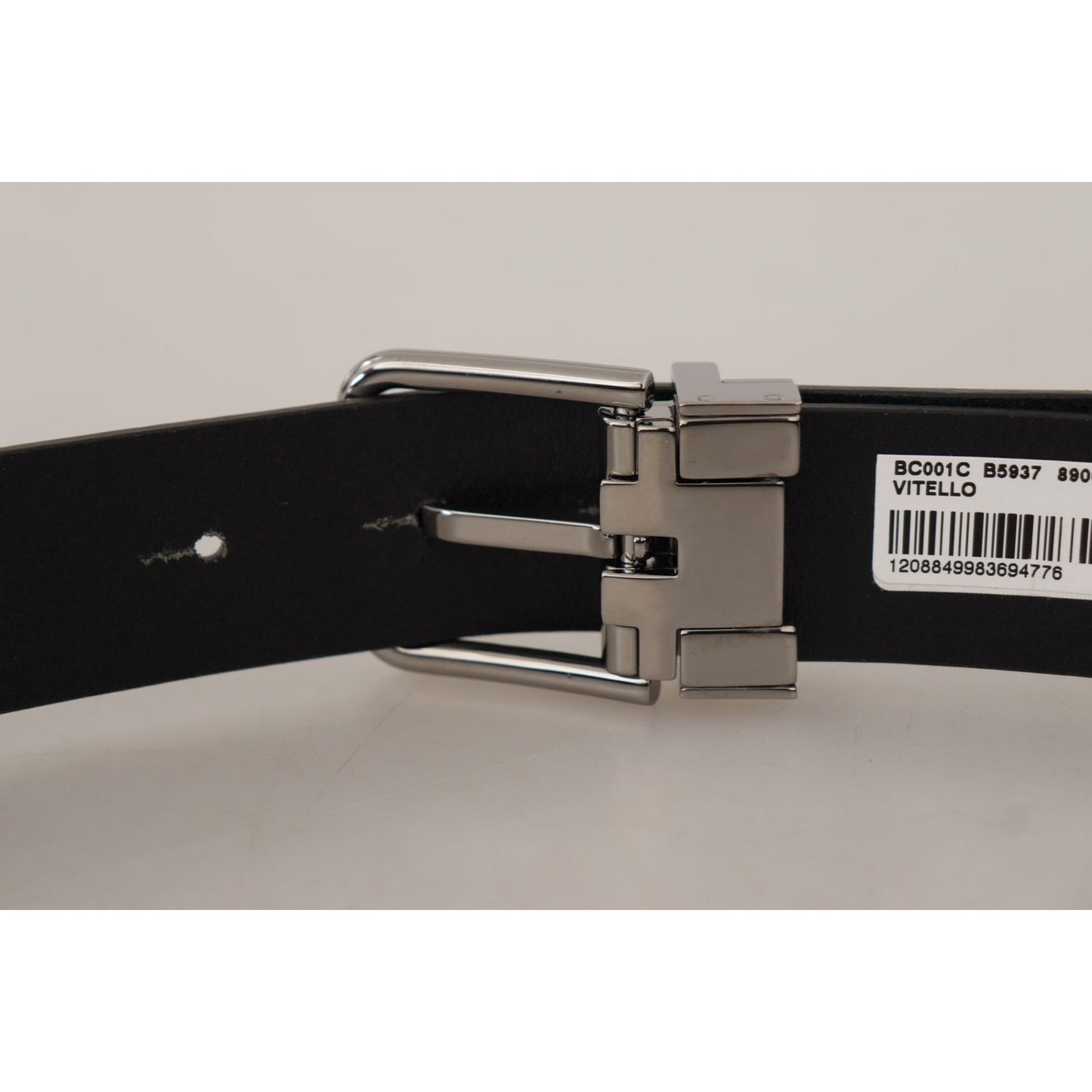 Dolce & Gabbana Black Casual Calf Leather Logo Metal Buckle Belt