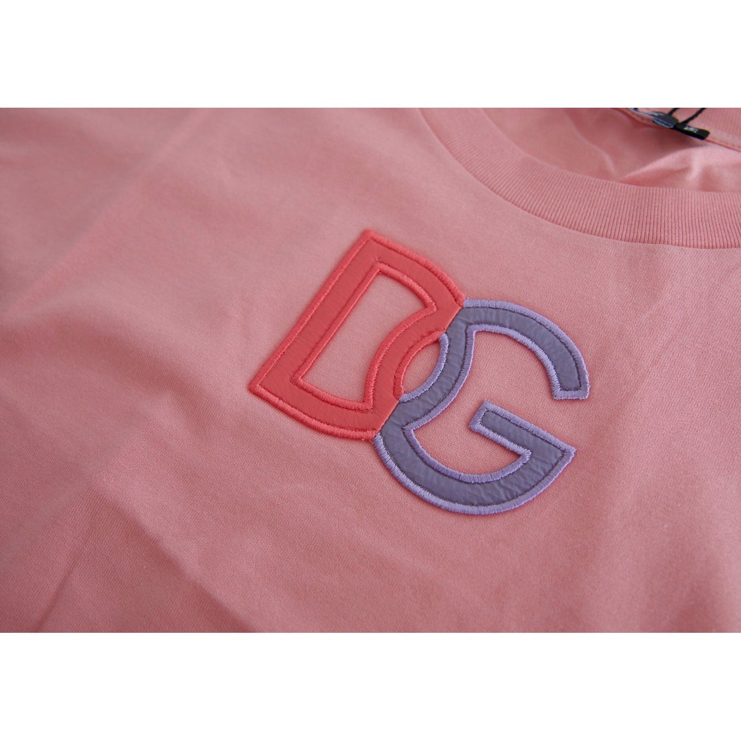 Dolce & Gabbana Pink Cotton DG Logo Crew Neck Tank T-shirt