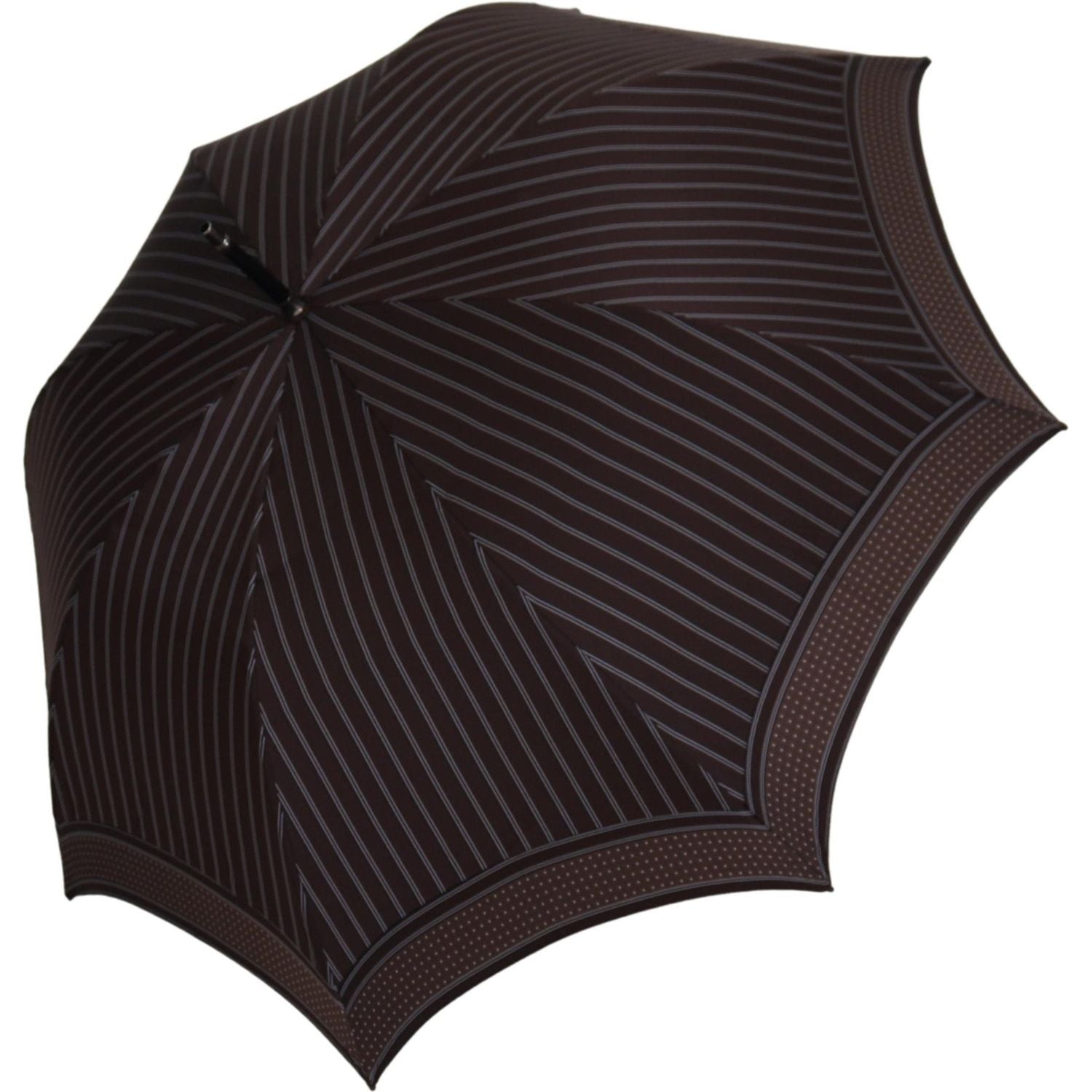 Dolce & Gabbana Brown Striped Leather Handle Collapsible Sartoria Umbrella