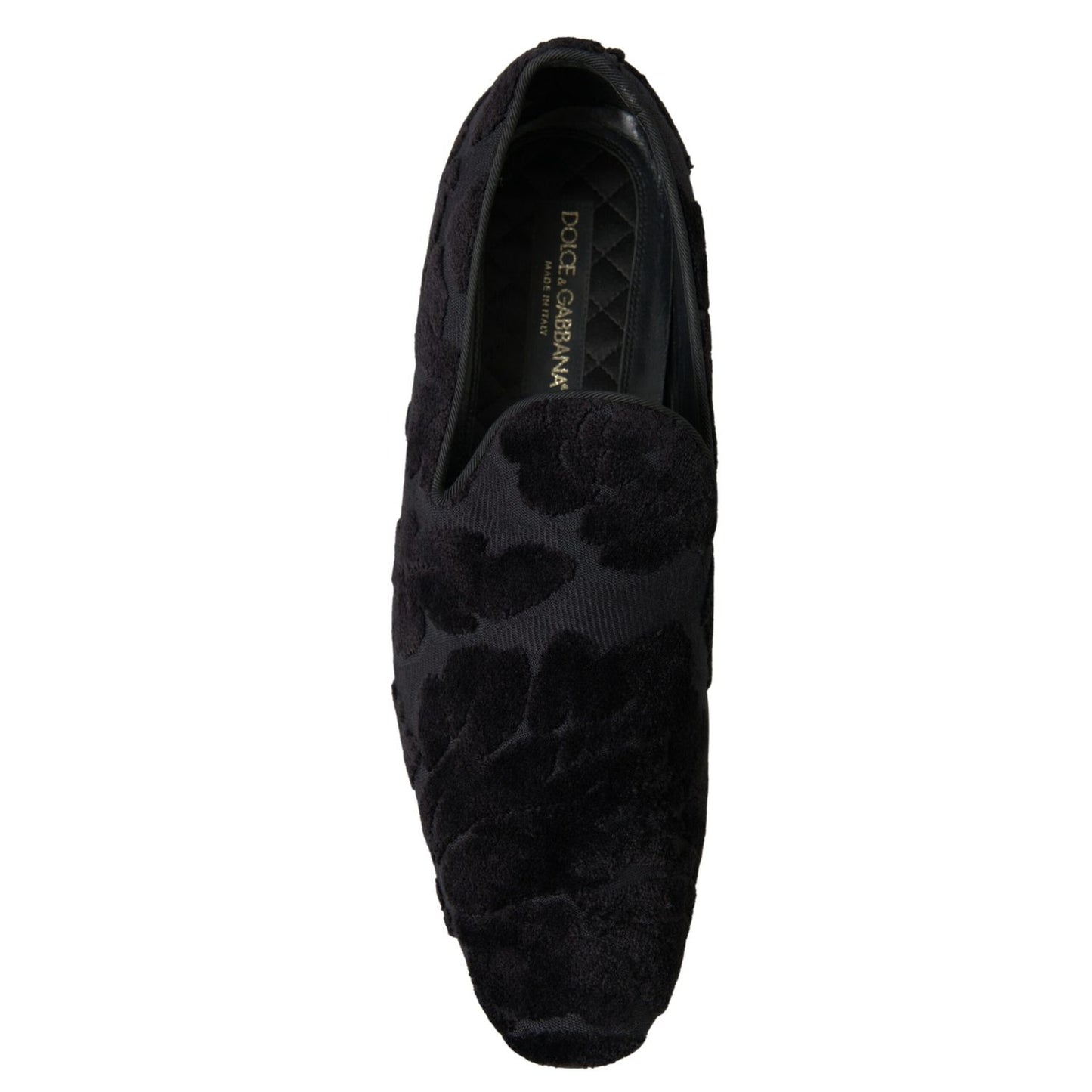 Dolce & Gabbana Black Brocade Loafers Formal Shoes