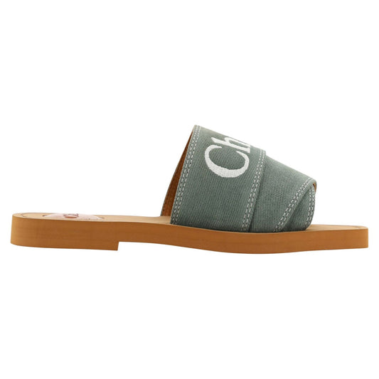 Chloé Elegant Forest Green Cotton Slides 7614027013016