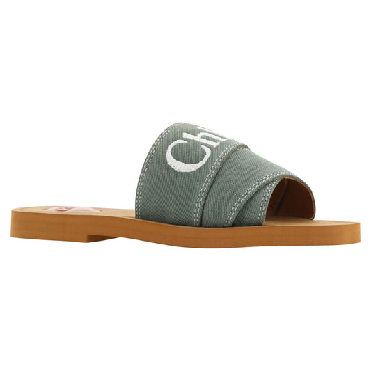 Chloé Elegant Forest Green Cotton Slides 7614027013016