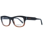 Ermenegildo Zegna Brown Men Glasses Frame, full-rim rectangular style with brown plastic frame, 53mm lenses width, includes branded case.