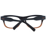 Ermenegildo Zegna Brown Men Glasses Frame with full-rim rectangle style, plastic material, and 53mm lenses, displayed with folded temples.