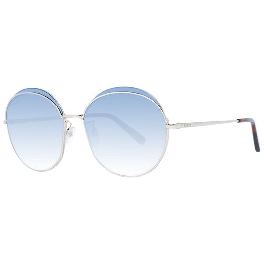 Bally Rose Gold Women Sunglasses with blue gradient lenses, metal half-rim frame, 100% UV protection, round style.