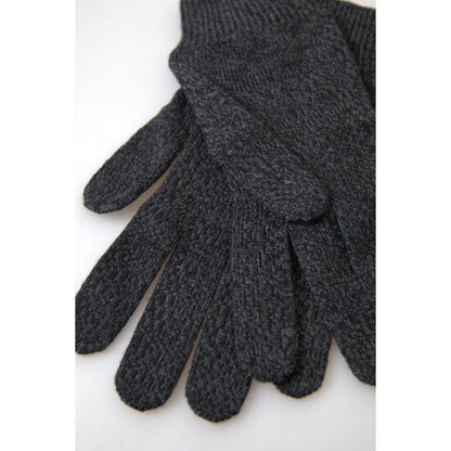Dolce & Gabbana Gray Virgin Wool Knit Hands Mitten Men Gloves