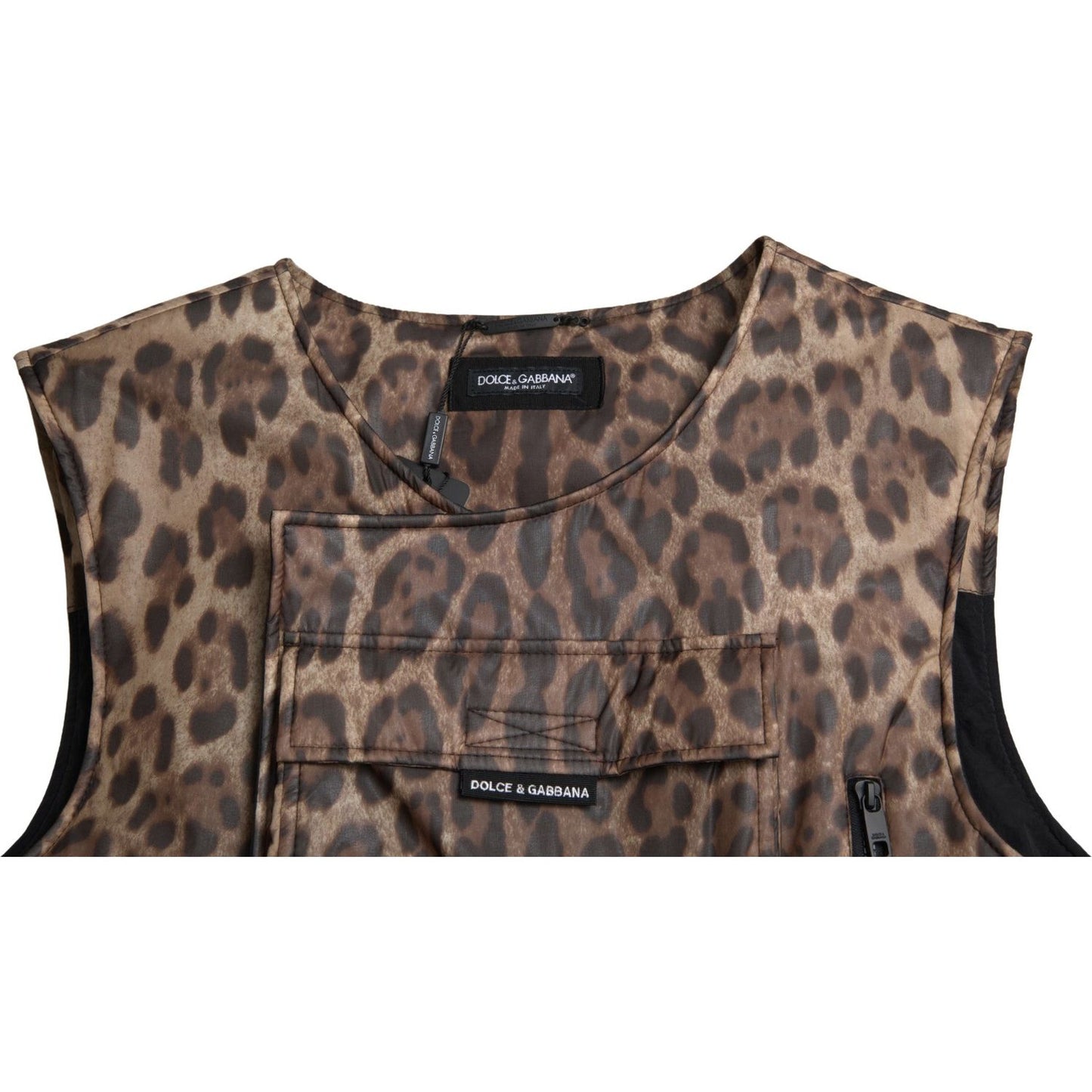 Dolce & Gabbana Brown Leopard Silk Sleeveless Sportswear