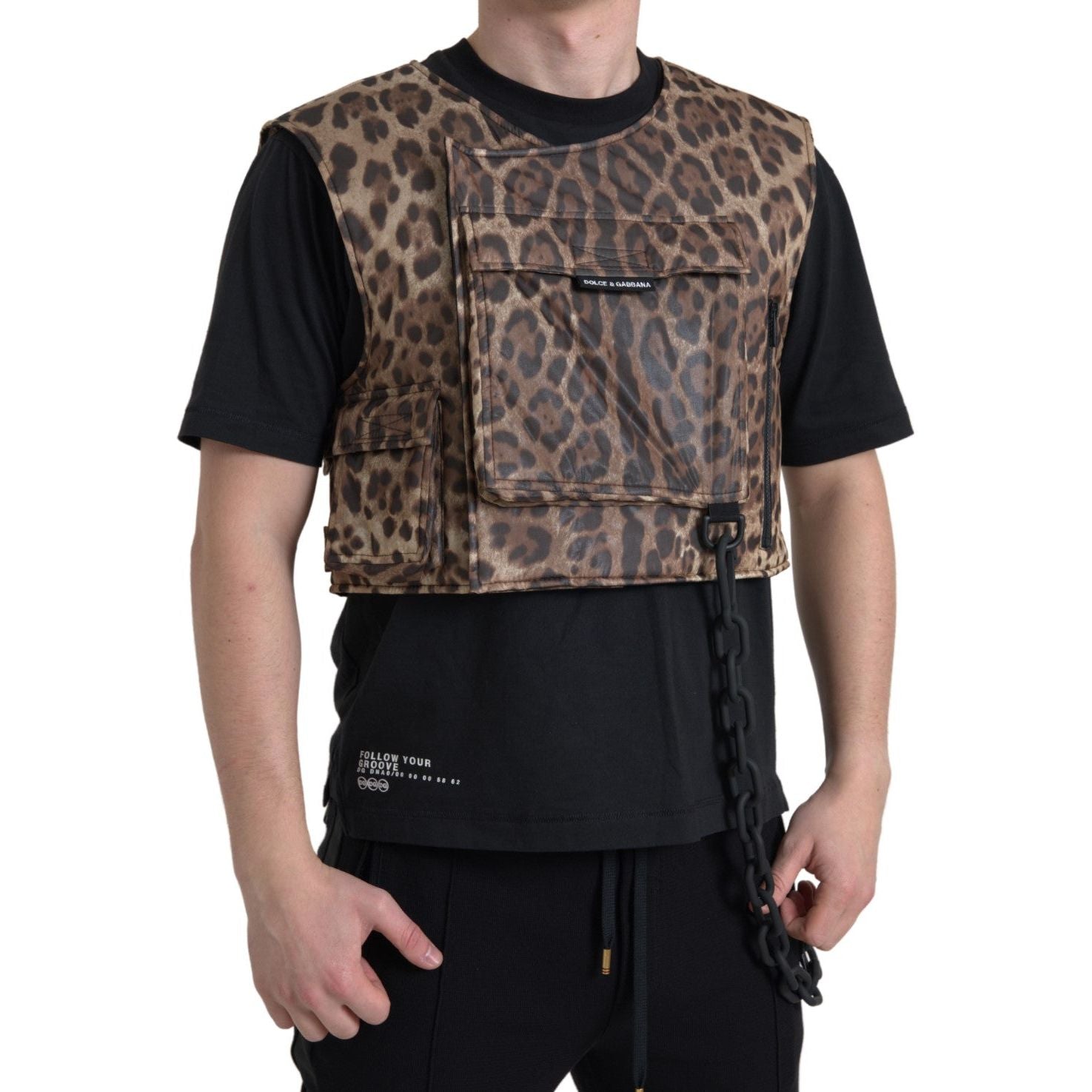 Dolce & Gabbana Brown Leopard Silk Sleeveless Sportswear