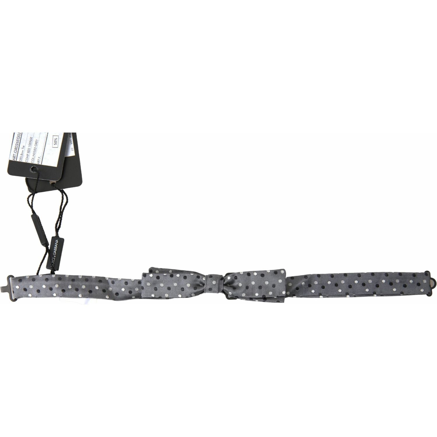 Dolce & Gabbana Gray Polka Dot Silk Adjustable Men Neck Papillon Bow Tie