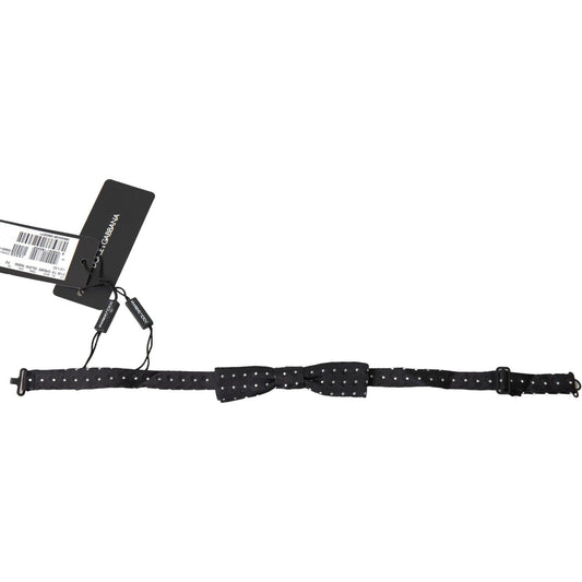 Dolce & Gabbana Black Polka Dot Silk Adjustable Men Neck Papillon Bow Tie