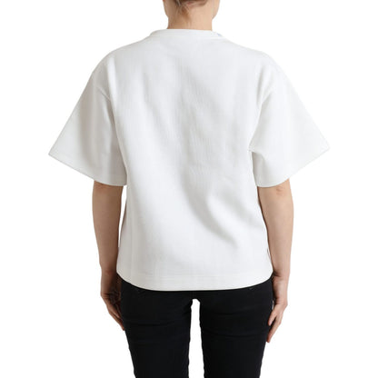 Dolce & Gabbana T-shirt White Cotton Stretch Black HOT Crystal