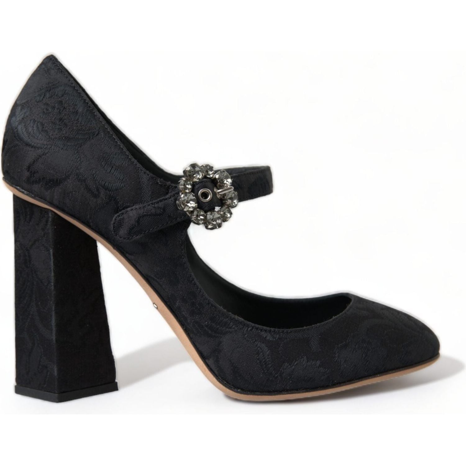 Dolce & Gabbana Black Brocade Mary Janes Heels Pumps Shoes