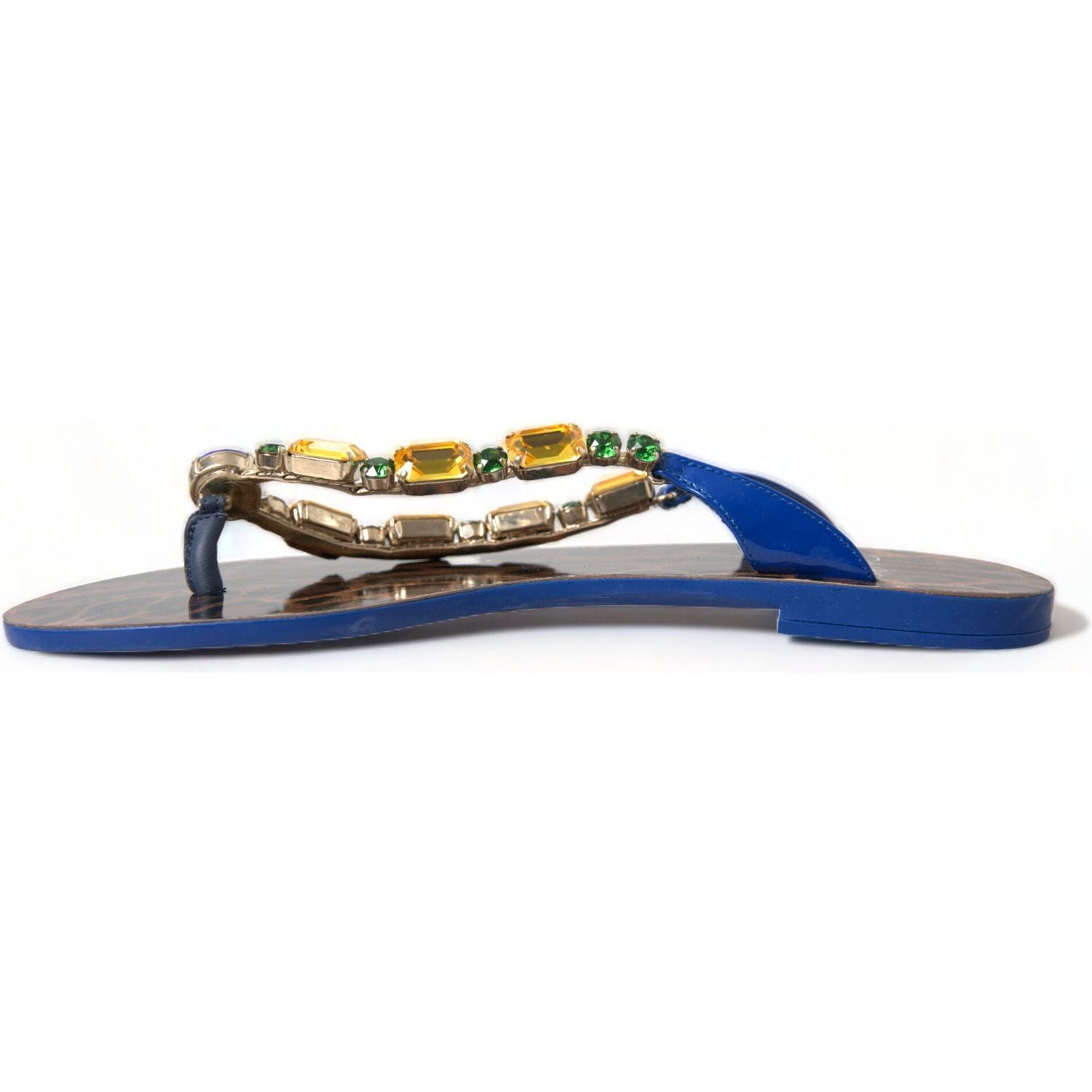 Dolce & Gabbana Blue Crystals Flats Sandals Beachwear Shoes