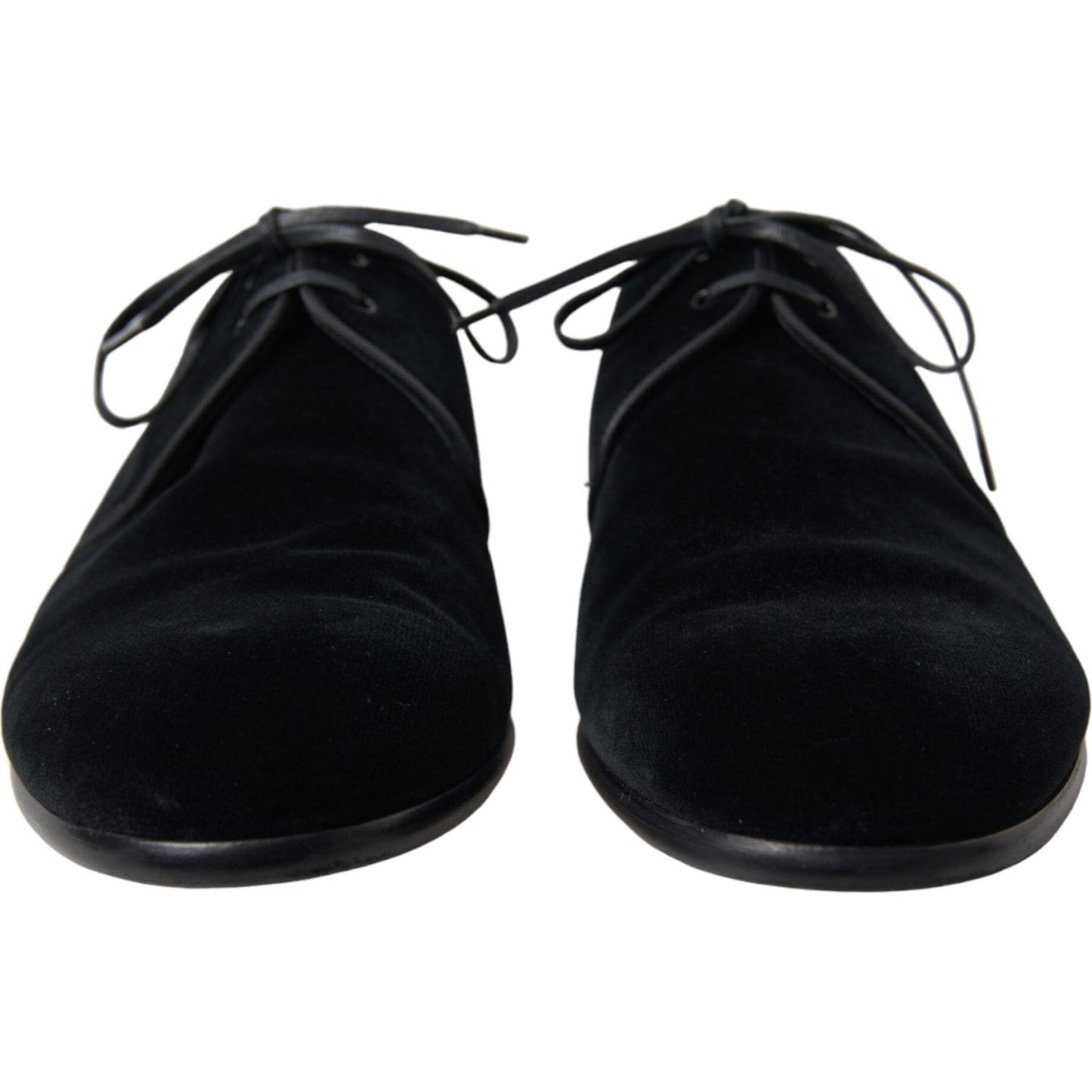 Dolce & Gabbana Black Velvet Lace Up Formal Derby Dress Shoes