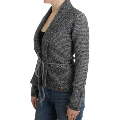 Cavalli Gray wool knitted cardigan