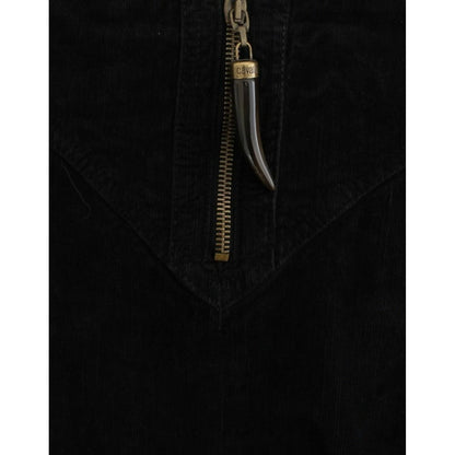 Cavalli Black Corduroy Pencil Skirt