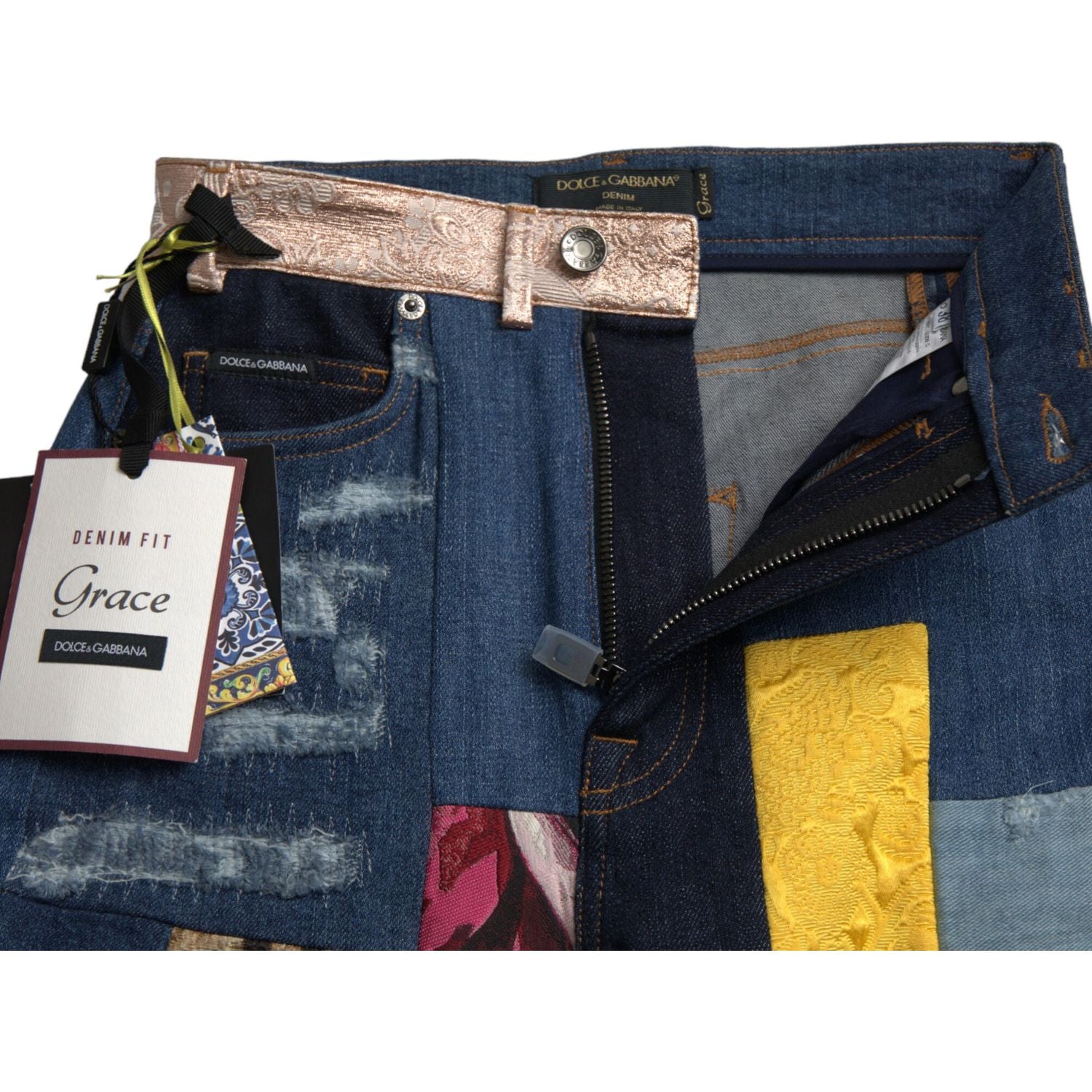 Dolce & Gabbana Multicolor Patchwork GRACE Skinny Denim Jeans