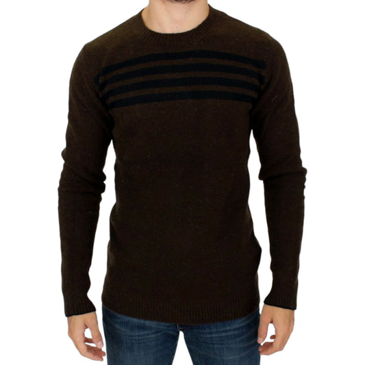 Costume National Brown striped crewneck sweater