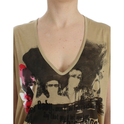 Costume National Beige motive print t-shirt