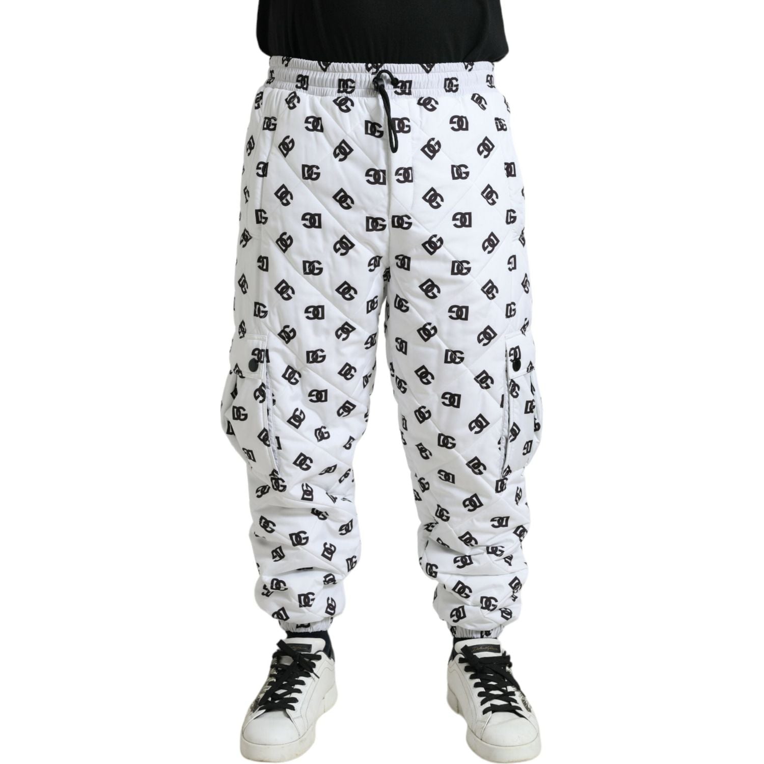 Dolce & Gabbana White Logo DG Print Men Jogger Sweatpants Pants