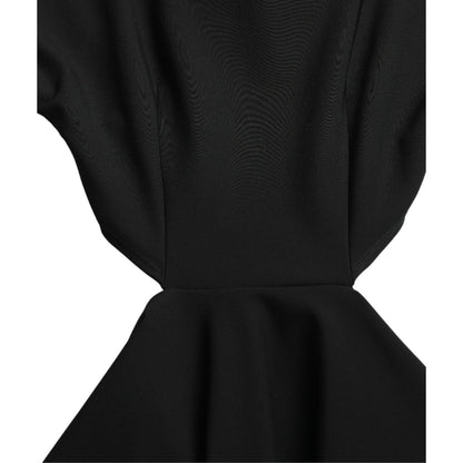 Dolce & Gabbana Black Viscose Cut Out A-line Long Sleeves Mini Dress
