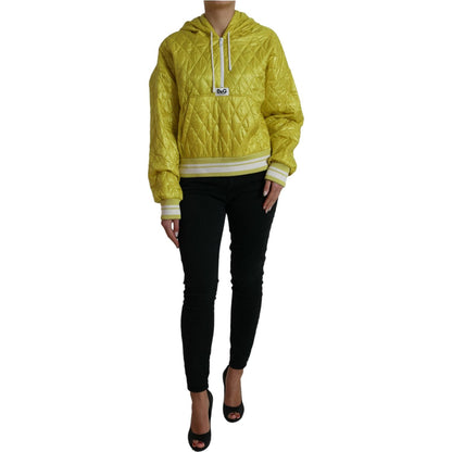 Dolce & Gabbana Yellow Nylon Quilted Hooded Pullover Jacket