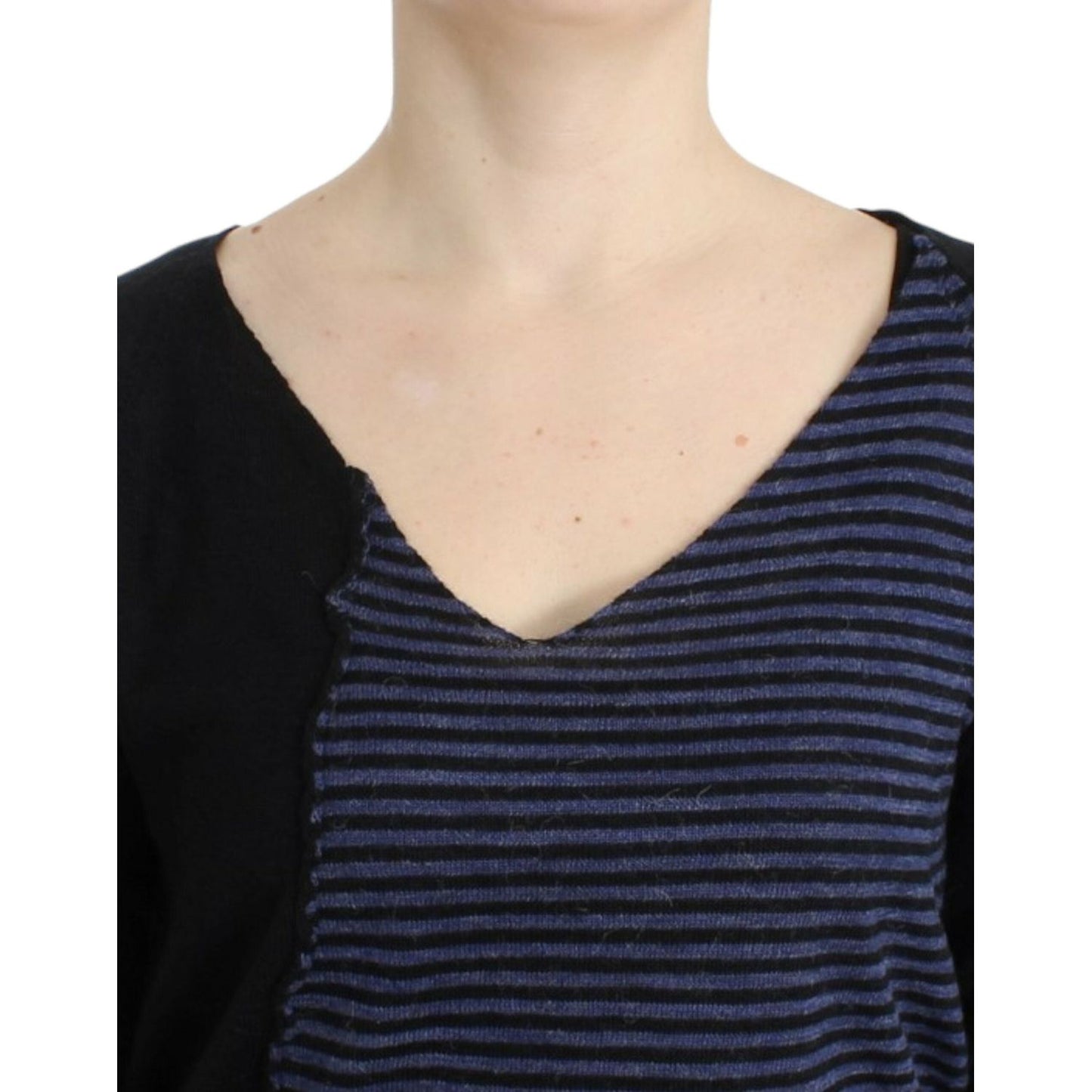 Costume National Black striped V-neck sweater