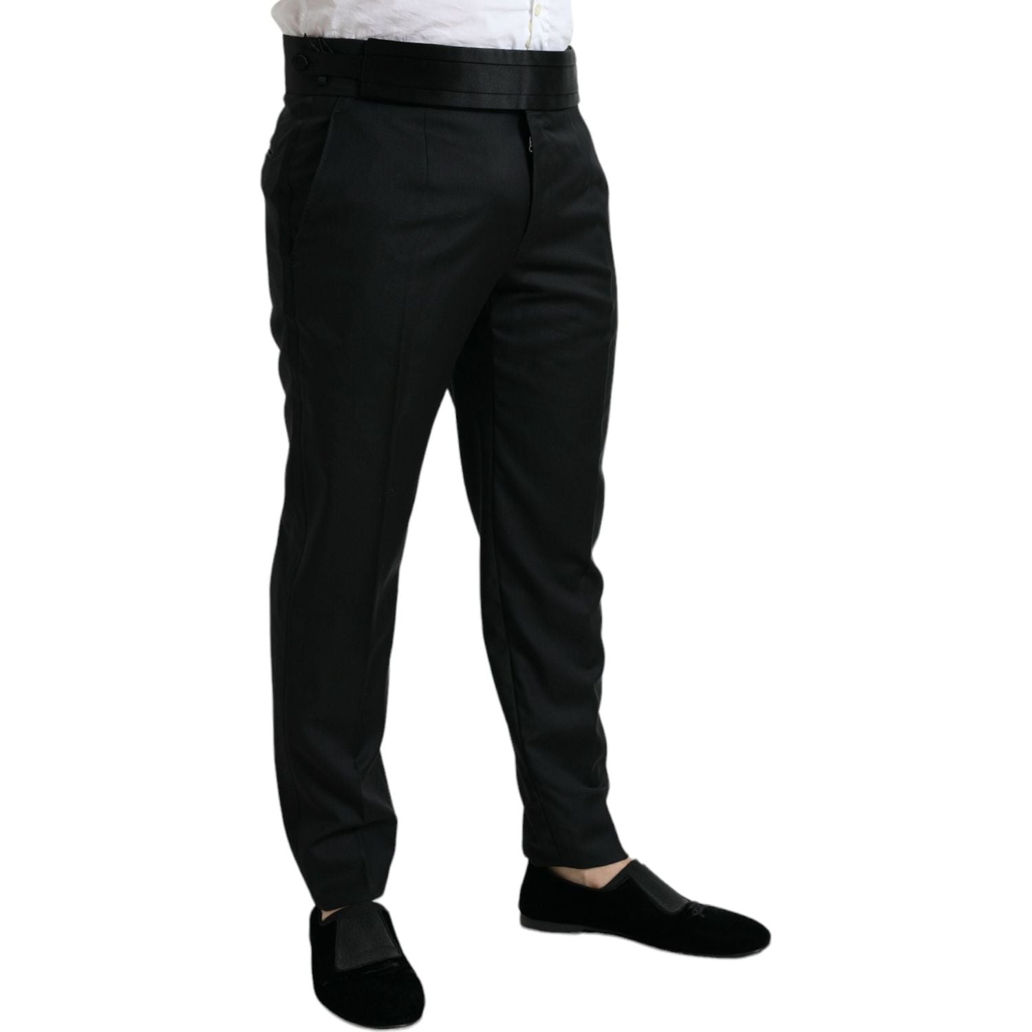 Dolce & Gabbana Black Wool Slim Fit Formal Trouser Dress Pants