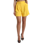 Dolce & Gabbana Elegant High Waist Bermuda Shorts in Sunny Yellow Dolce & Gabbana Dark Khaki