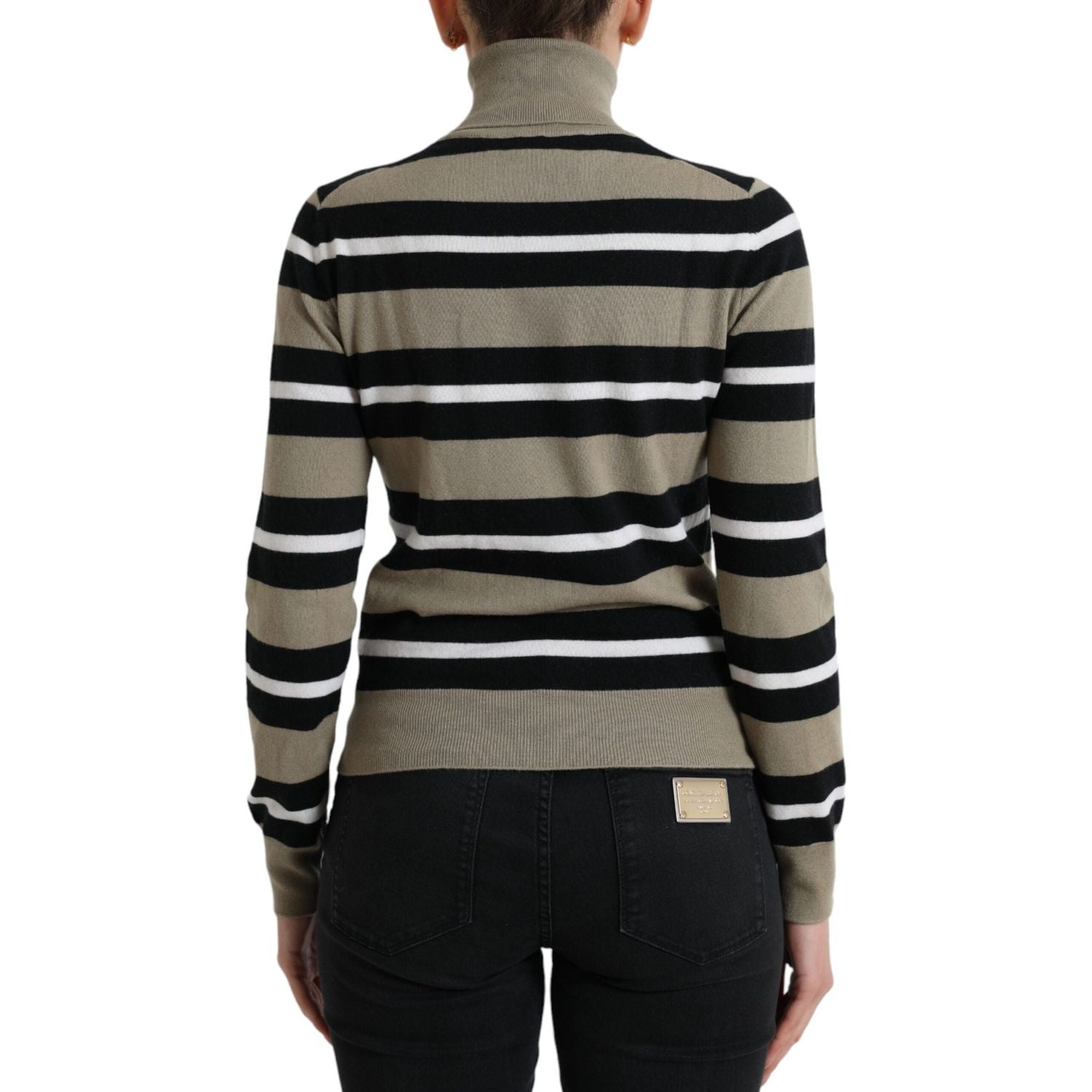 Dolce & Gabbana Multicolor Stripes Logo Turtle Neck Pullover Sweater
