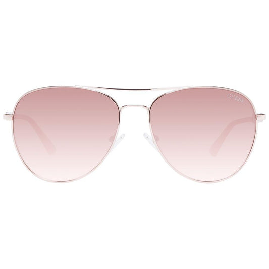 Guess rose gold aviator sunglasses for women with gradient brown lenses, full-rim metal frame, 100% UVA & UVB protection