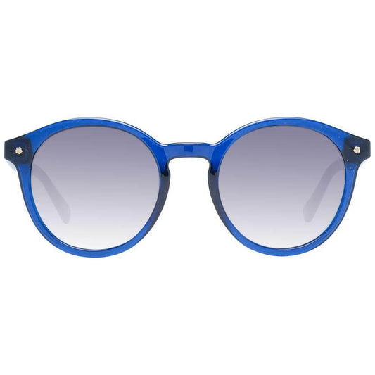 Ted Baker women's blue round sunglasses with acetate frame and gradient grey lenses, offering 100% UVA & UVB protection.
