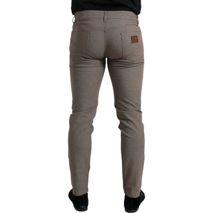 Dolce & Gabbana Brown Cotton Stretch Skinny Men Pants