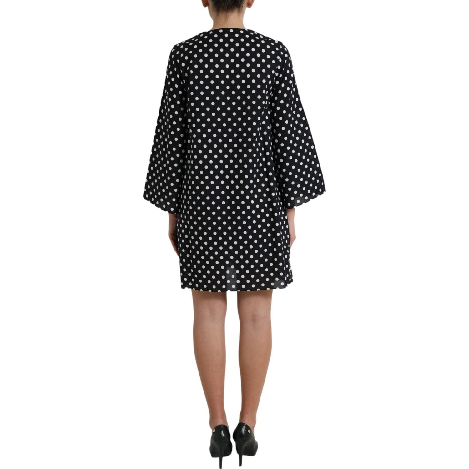 Dolce & Gabbana Black White Polka Dot Nylon Shift Mini Dress