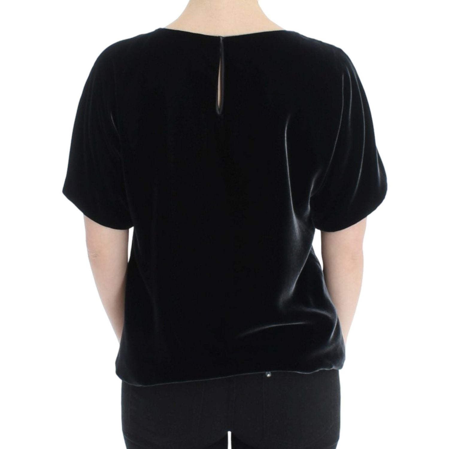 Dolce & Gabbana Black velvet shortsleeved blouse