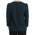 Dolce & Gabbana Enchanted Sicily Green Wool Silk Blend Blouse Dolce & Gabbana Dark Slate Gray