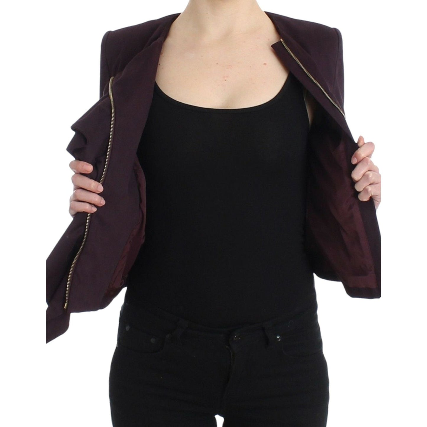 GF Ferre Purple Ruched Jacket Coat Blazer Short Coats & Jackets