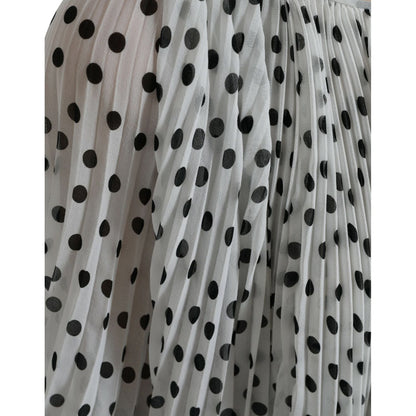 Dolce & Gabbana White Polka Dot A-line Pleated Maxi Dress