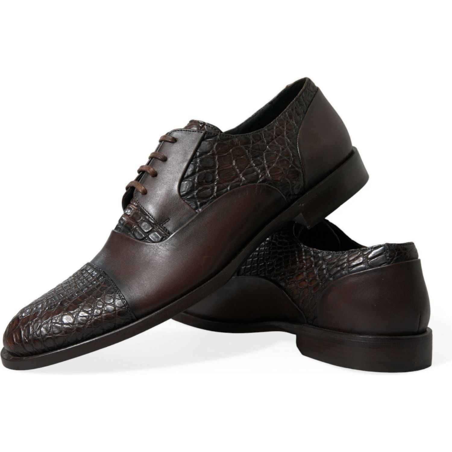 Dolce & Gabbana Brown Exotic Leather Lace Up Oxford Dress Shoes