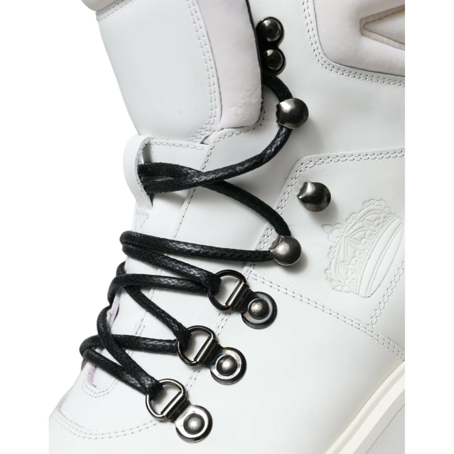 Dolce & Gabbana White Vulcano Trekking Ankle Boots Shoes